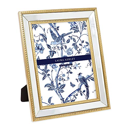 Laura Ashley 8x10 Gold Mirror Bead Picture Frame, Classic Mirrored