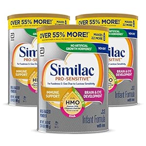 Similac Pro-Sensitive Non-GMO Infant Formula with Iron, with 2′-FL HMO, For Immune Support, Baby Formula, Powder, 34.9…