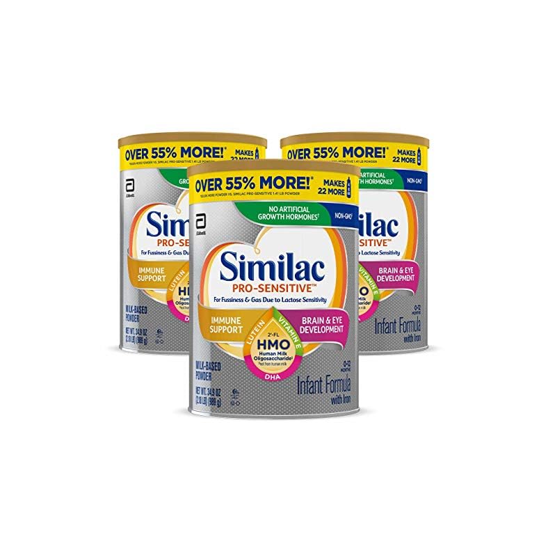 Similac Pro-Sensitive Non-GMO Infant Formula with Iron, with 2′-FL HMO, For Immune Support, Baby Formula, Powder, 34.9…