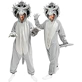 ABPTBAZ Dinosaur Costume Adult, Dinosaur Onesie Adult Triceratops Animal Cosplay Pajamas for Women men