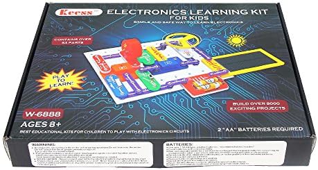Electronics Learning Kit for Kids, Best Electric Building Blocks Cirtuit Kit to Learn about Electricity and Circuits, 53 pcs, W6888, by Keess