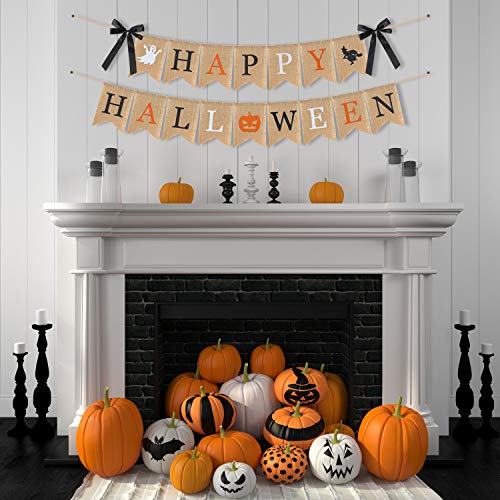 image for LINGPAR Highly Recommended Happy Halloween Burlap Banner - Multicolore