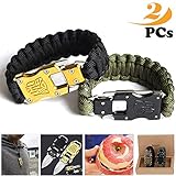 BASON Survival Bracelets,New Outdoor Small Tool Bracelet,Adjustable Survival Paracord Bracelet Fits Men Women Kids for Hiking,Camping,Boating Emergency or Other Outdoor Activities.2Pack
