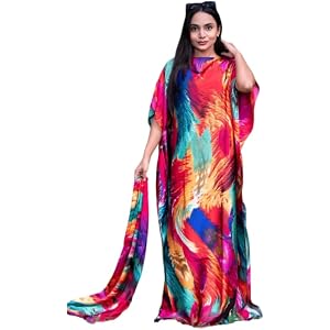 Moomoo and Scarf Set Kaftan Dresses for Women, Long Lounge Dress with Scarf, Loose Casual Wear Mumu Set