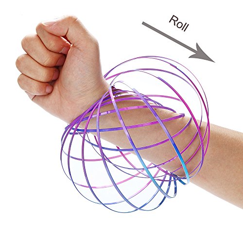 HighlifeS Multicolor Flow Rings Kinetic Spring Bracelet - Science Educational Sensory Interactive Cool Toys For Kids Teens Adults - Spinning Metal Globe Slides Down Arms - Thumbnail 2
