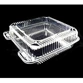 Durable Packaging 8" x 8" x 3" Clear Hinged Plastic Food Bakery Take-Out Container (pack of 25)