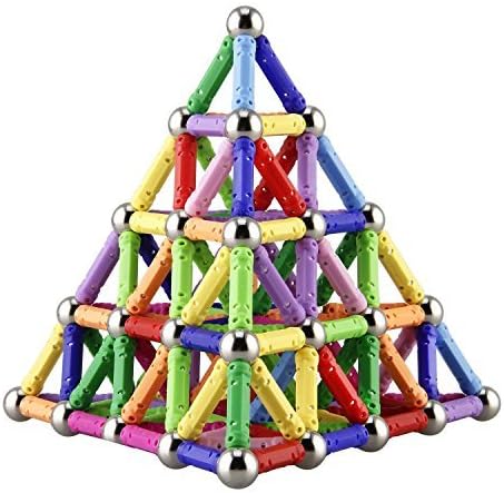 Ukissim 144 PCS - Magnetic Sticks Building Blocks Toys Set, Educational Stacking Toys, Non-Toxic Construction 3D Puzzle Toy for Adults / Kids (Over 6 Years Old)