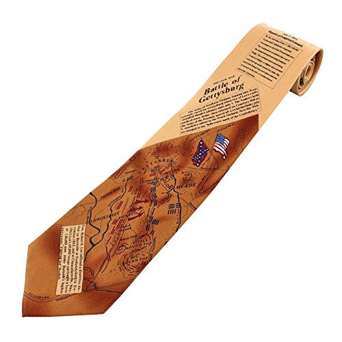 Men's 100% Silk Beige The Civil War Battle of Gettysburg Tie Necktie