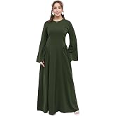 Muslim Abaya Dress for Women Smooth Back Zipper Belt Daily Prayer Eid Dress