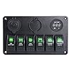 Proelectric-Green-LED-Light-1-Waterproof-MarineBoat-Car-Switch-Panel-6-Gang-USB-Charger-Voltage-Indicator-Power-Socket-5-pin-On-Off-Rocker-Switch