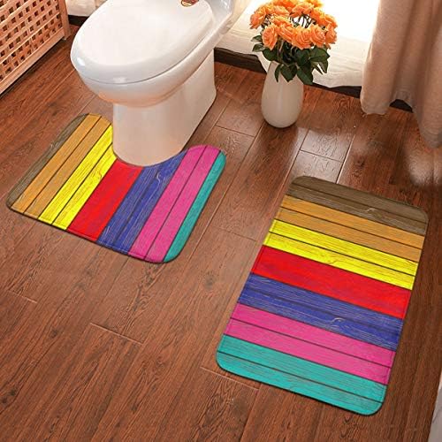 ウッドペイント 玄関マット トイレマット フロアマット 室内ドアマット 屋外用ドアマット キッチンマット トイレファブリック 厚くする 浴室足ふきマット 吸収パッド 滑り止め 卓抜 ファッション 2点セット 家の装飾な