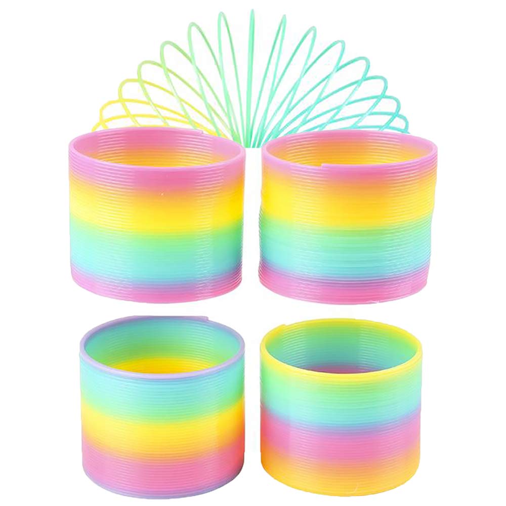 The Dreidel Company Plastic Multicolor Coil Spring, Goody Bag Fillers, Party Favor for Kids, 3" Inches (80mm) (4-Pack)
