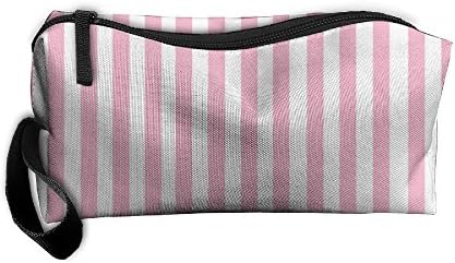 Ltted Women's Travel Cosmetic Bags Small Baby Girl Pink Stripes(11813) Makeup Clutch Pouch Cosmetic And Toiletries Organizer Bag With Zipper Oxford Cloth For Women/Girls