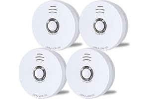 Andyssey Smoke Detector, 10 Year Battery Operated Smoke Alarm with LED Indicator, Photoelectric Fire Alarm Smoke Detector with Test & Silence Button for Home, 4 Packs