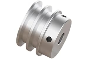 CHANCS Double Groove Pulley 40mm OD 19mm(3/4") Fixed Bore Pulley V-Groove Belt for Motor Shaft Drilling Machine 6mm(1/4") PU Round Belt