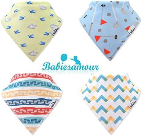 BabiesAmour Bandana Baby Bibs, Extra Soft and Quickly Dry, 4 Pack Gift Set for Boys and Girls (Style 6)