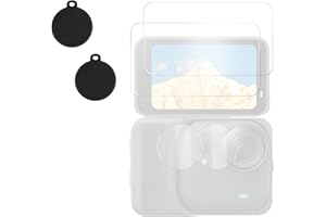 Screen Protector for Insta360 Go Ultra, 2 HD Tempered Glass Protector 2 Anti-Scratch Silicone Lens Film Guard 2 Cover & Clean