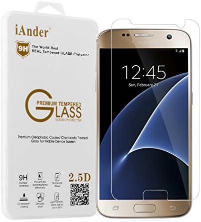 Galaxy S7 Screen Protector (Not For Galaxy S7 Edge),iAnder Tempered Glass Screen Protector for Samsung Galaxy S7 Only[0.20mm Ultra Thin 9H Hardness 2.5D Round Edge]