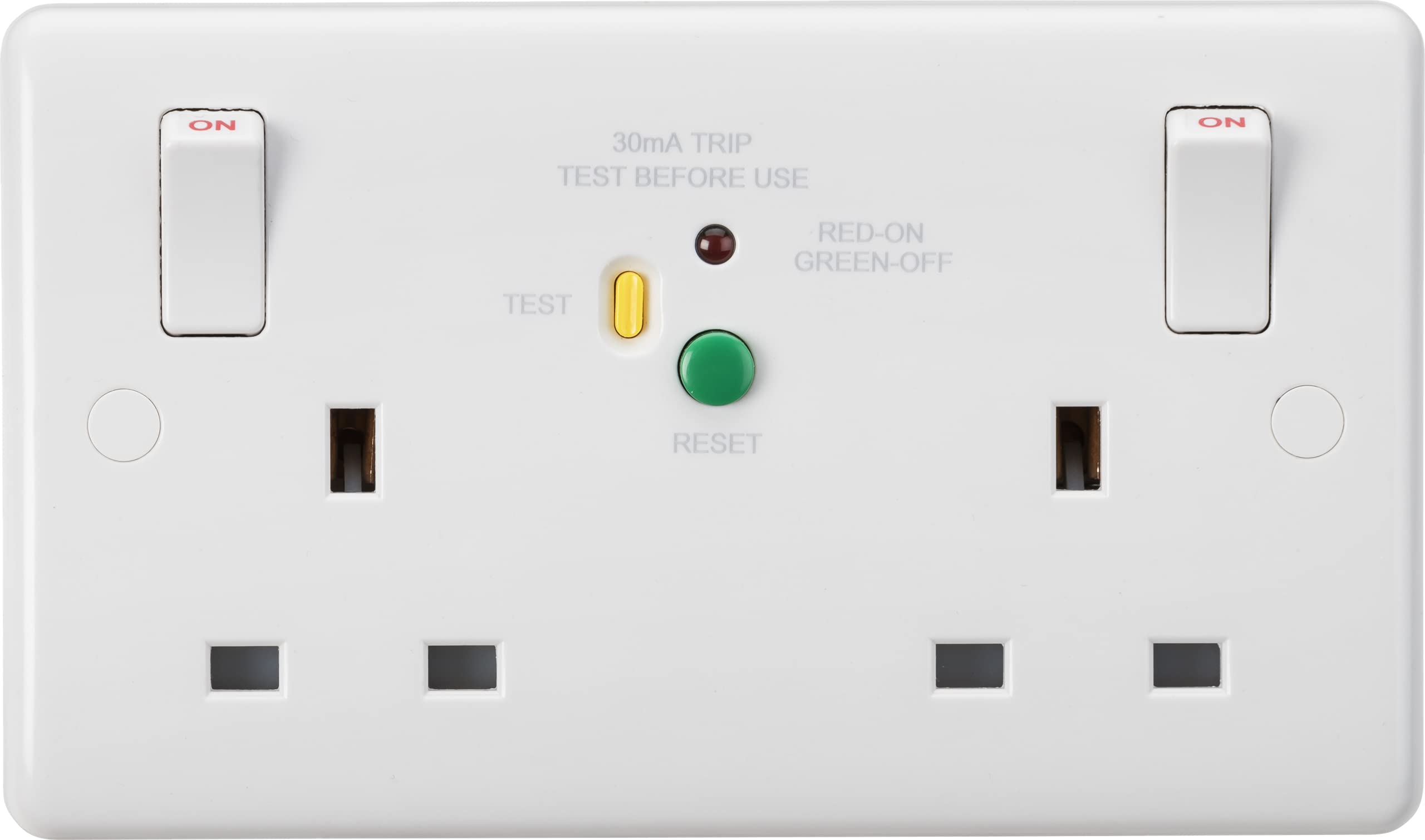 Knightsbridge CU9RCD 13A 2G DP RCD Switched Socket - 30mA (Type A), White