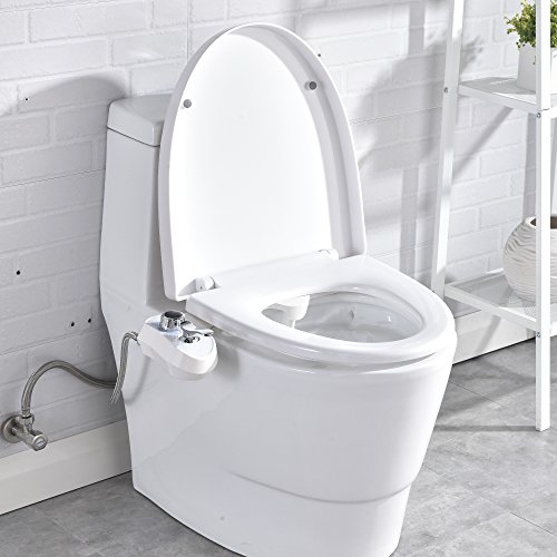Comllen Non-Electric Fresh Water Sprayer Mechanical Self-Cleaning Bidet Attachment, Toilet Seat Attachment