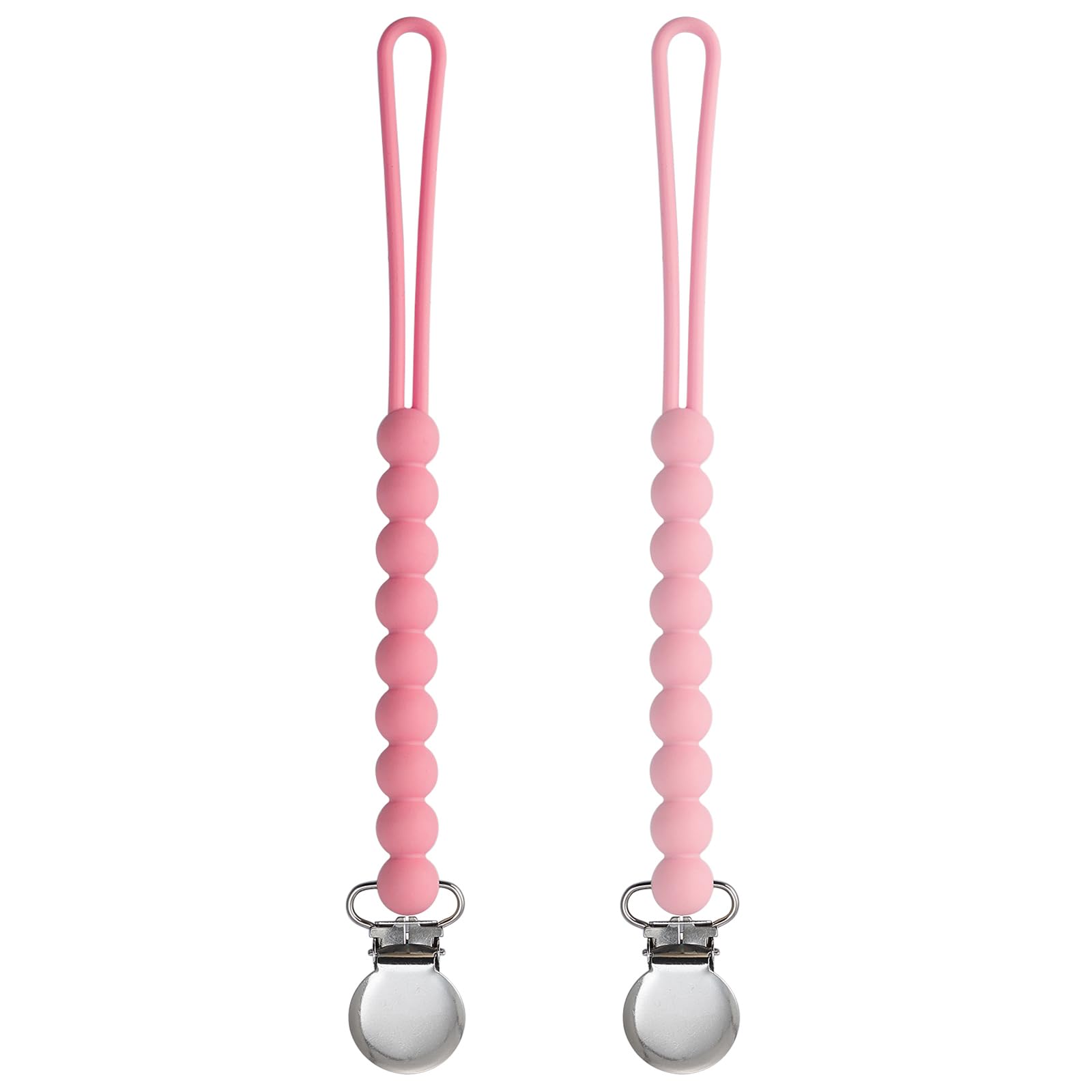 Dummy Clips for Girls, BOUESA Baby Dummy Clip Boys, Pacifier Silicone Clips with One Piece, Keep Pacifier Clean, Dummy Holder 2 Pack — image 1