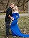 JustVH Maternity Elegant Fitted Maternity Gown Long Sleeve Cross-Front V Neck Slim Fit Maxi Photography Dress for Photoshoot A- Royal Blue