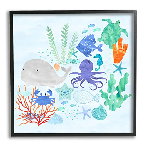 Stupell Industries Nautical Sea Life Creatures Swimming Ocean Floor, Design by…