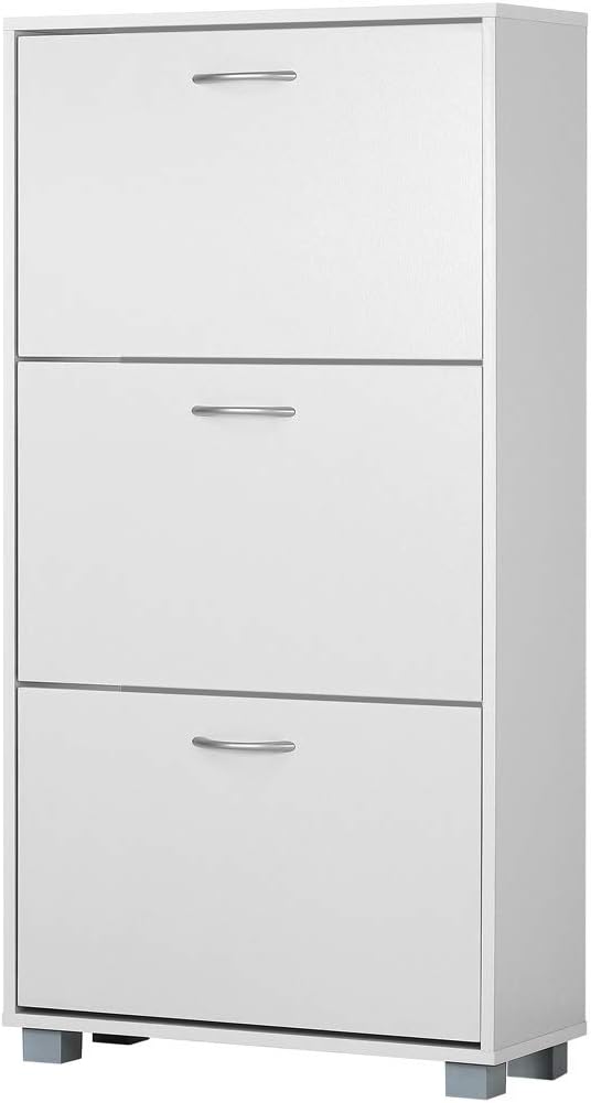 Meuble à chaussures à 3 abattants blanc Étagère Armoire de rangement