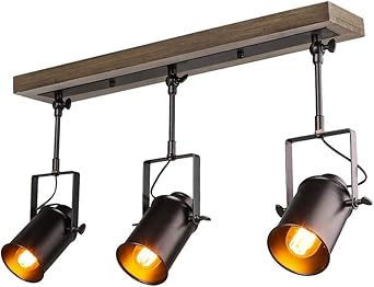 Lnc A03185 Adjustable Track Lighting Industrial Wood Canopy 3 Head