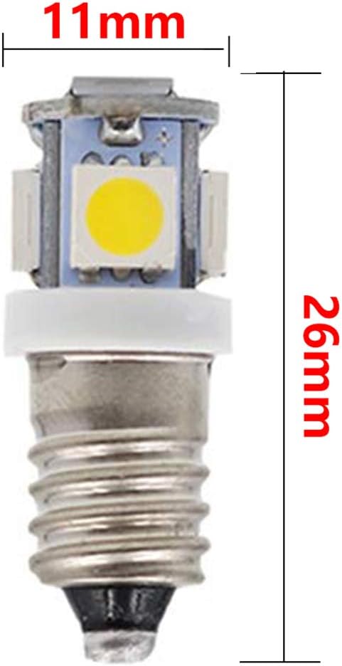 GutReise 10pcs E10 9V Warm White LED Bulbs Light Lamps 5SMD 0.5W (Warm White, 9V) - Image 3