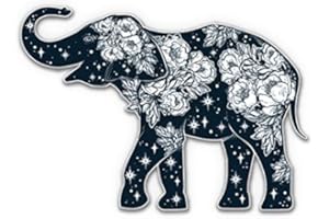 GT Graphics Express Elephant Beautiful Floral Celestial Design - Vinyl Sticker Waterproof Decal