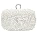 Chichitop Womens Luxury Special Crystals Beaded Pearl Evening Clutch Bag,White