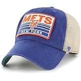 47 New York Mets Hat Mens Womens Clean Up Adjustable Trucker Hat Mesh Baseball Cap, Royal Blue, One Size