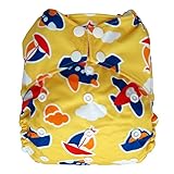 Reusable All-in-one AIO Baby Cloth Diaper One Size Fit 10-33 Lbs (Sailboat)