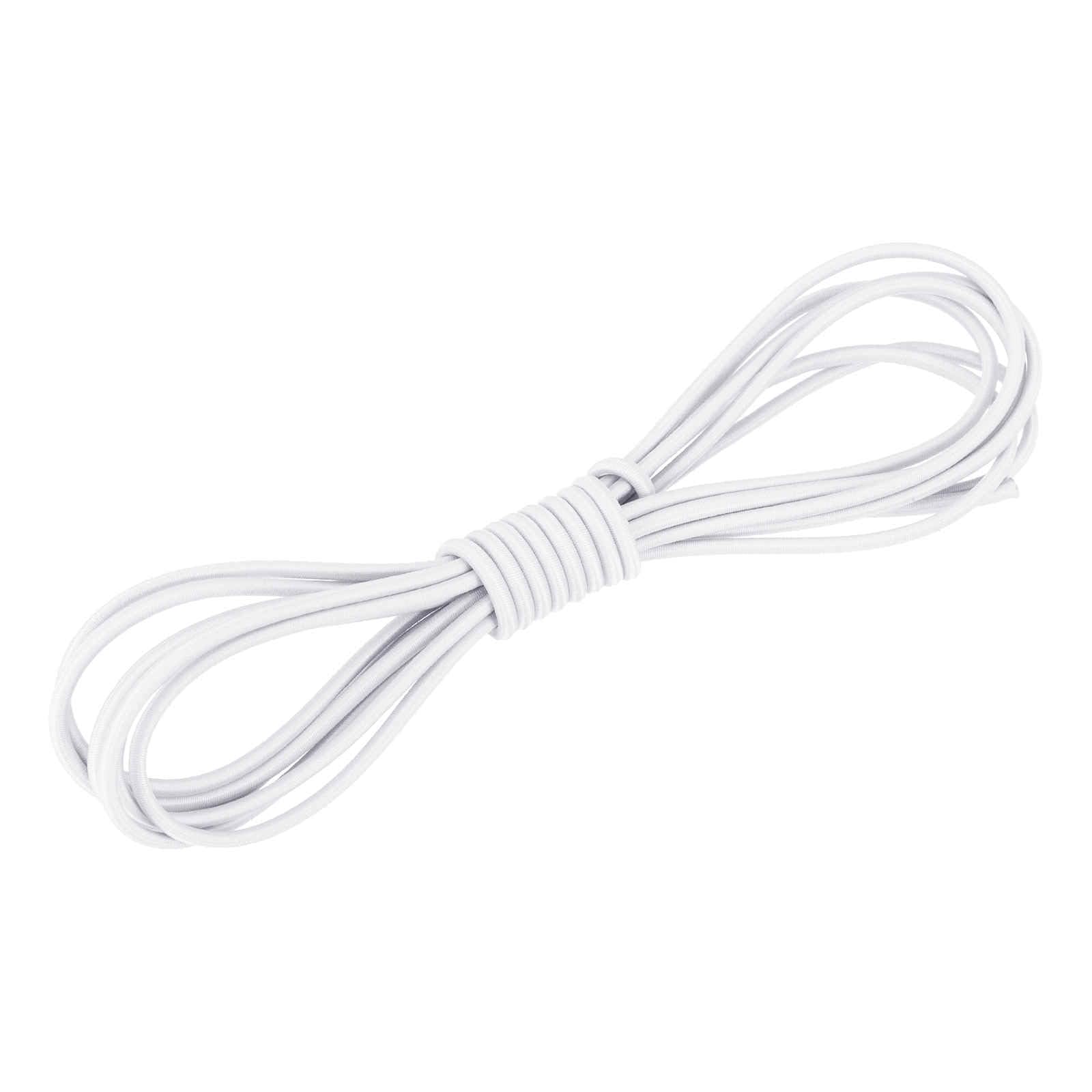 DMiotech 4.8mm Shock Cord, 3 M White Bungee Cord Tent Pole Shock Cord Round Elastic Kayak Rope Stretch String Marine Grade Heavy Polyester for DIY Projects Tie Downs