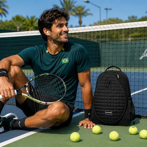 Mochila Academia Impermeável Grande para Tênis, Bolsa Esportiva com Compartimento para Sapatos, Ideal para Viagem, Pickleball, Badminton, Fitness e Uso Diário