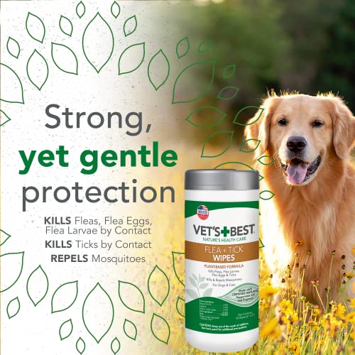 Vet's Best Flea and Tick Wipes for Dogs and Cats Flea Treatment for