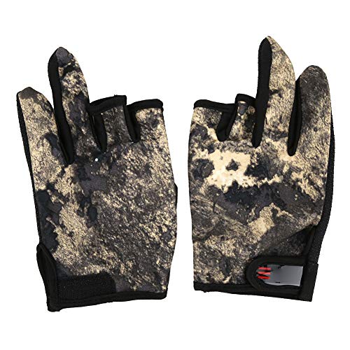 VGEBY Angelhandschuhe , 1 Paar rutschfeste Angelhandschuhe 3 geschnittene Finger Sporthandschuhe Outdoor-Angelausrüstung…