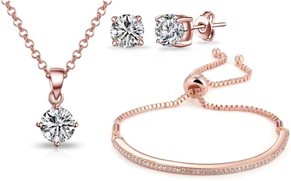 Philip Jones Rose Gold Plated Friendship Slider Set Created with Zircondia® Crystals, Adjustable