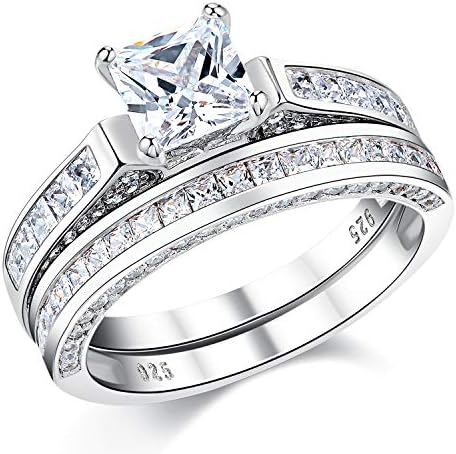 Wedding Rings for Women Cubic Zirconia Cz Sterling Silver Vintage Engagement Ring Bridal Set