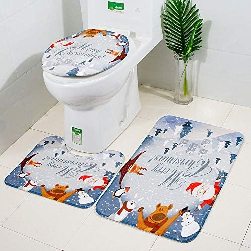 Christmas Best Decoration!!!Kacowpper 3pcs Non-Slip Suction Grip Bath Mat Bathroom Kitchen Carpet Doormats Decor