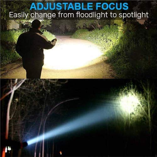 Rechargeable Flashlight, Magnetic Flashlight（with 18650 Battery), Super Bright Pocket-Sized COB Work Light T6 LED Torch with Clip, Zoomable, Water Resistant, 4 Modes for Camping Hiking 2 Pack
