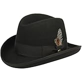 Epoch hats Classico Men's Wool Felt Homburg Hat (S, Black)