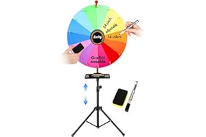 Acrebain 24-inch Spinning Prize Wheel,14 Colors Spinning Doodle Game Spinner with Erasable Marker,Ajustable 37"-65" Floor Sta