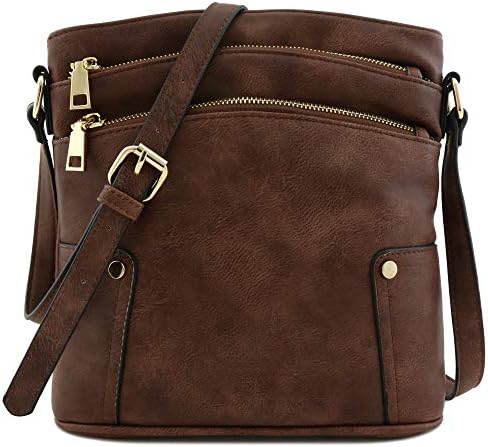Triple Zip Pocket Medium Crossbody Bag