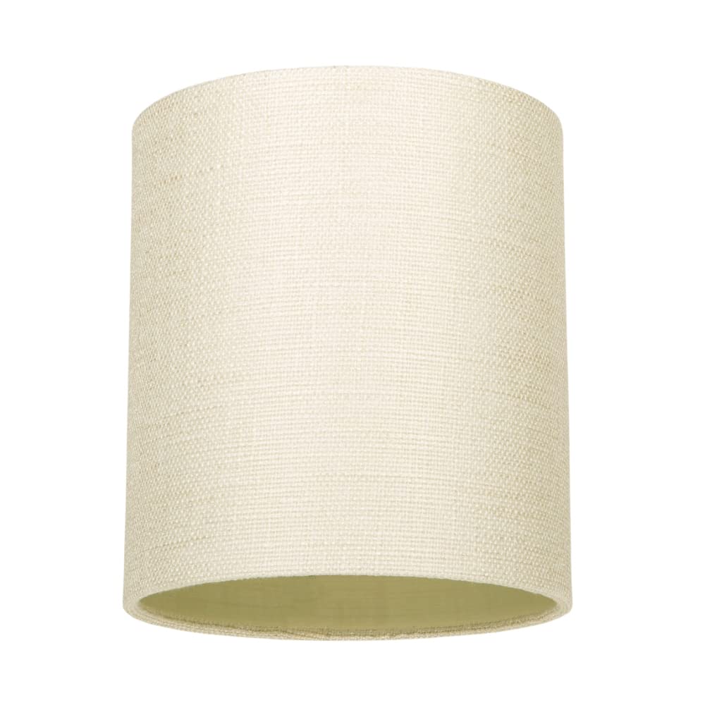 Contemporary and Sleek Cream Linen Fabric Small Cylindrical Lamp Shade 60w Maximum | 16cm Width | for Table Lamp, Wall or Pendant Light Fitting | Inner Cotton Lining by Happy Homewares