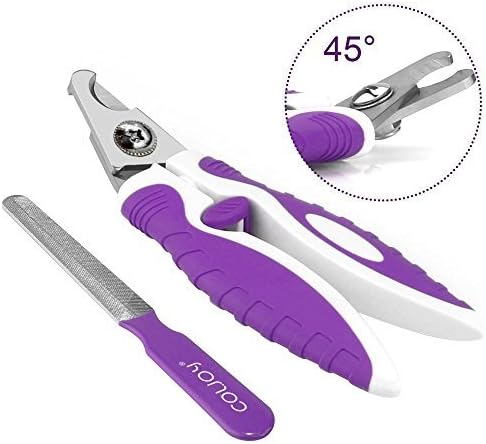 COLJOY Dog Nail Clippers and Trimmer Quick Safety Guard to Avoid Over-cutting Nails & Free Nail File for Safe, Professional at Home Grooming - For Small Medium Large Breeds, Purple