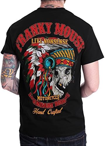 Indian Big Chief Classic American Motorcycle Biker Men T Shirt Short sleeve (X-Large, Black)
