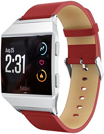 CMBro Smooth leather Material Strap Watch Band For Fitbit Ionic Wrist Watchband (Red)