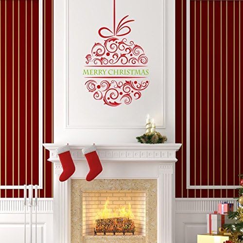 Higoss Merry Christmas Ball Wall Stickers Decal Removable Wall Art Vinyl for Kids Rooms Home Decor